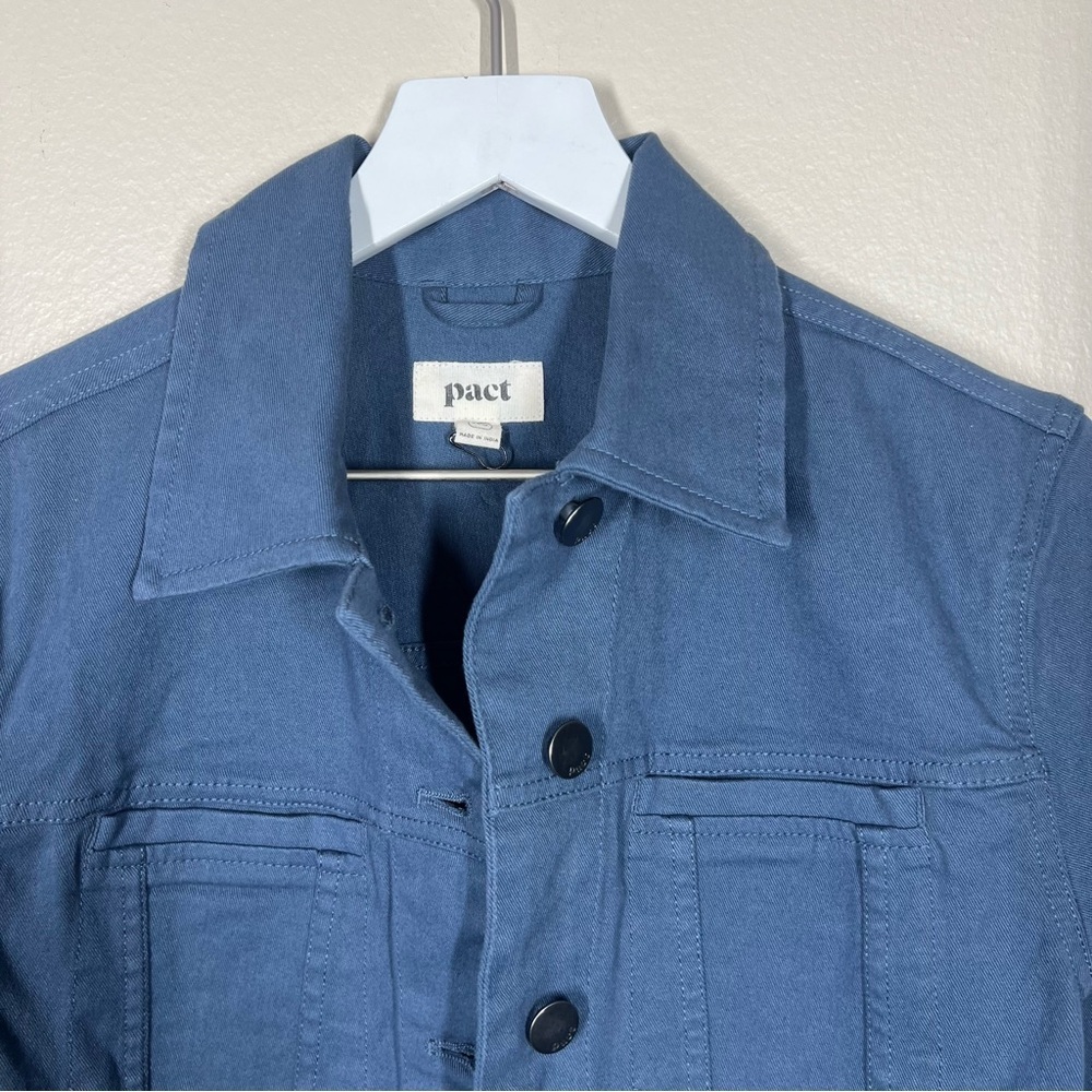 Pact Womens Twill Shadow Blue Organic Cotton Denim Jacket Size XS Casual - Picture 3 of 11